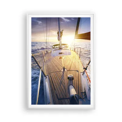 Produktbild von Gerahmtes Poster - Weißer Rahmen - Segelboot Meer - 70x100 cm - Wand Bild - Wanddeko - Wandbilder - Kunstposter - Wandposter - Bilderrahmen - Bilder - Kunstdruck - Wandbild - P2WPA70x100-4076