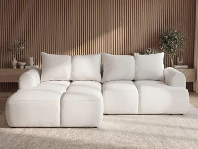 Produktbild von GrainGold Ecksofa L-Form Links Boono - Ecksofa mit Schlaffunktion und Bettkasten - Moderne Ecksofa, Wohnzimmer Ecksofa - Eckcouch Creme (Komodo 10)