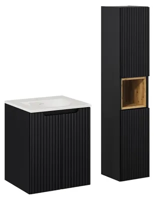 Produktbild von Waschtisch und Hängesäule 50cm Riva, Schwarz