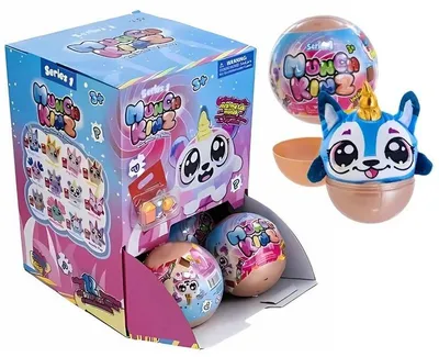Productafbeelding van MunchKinz Verrassingsbal van 100 mm met pluche knuffel en mini-goodiebag. Mysterieus pluchen kapsel, verrassingskapsel