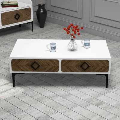 Produktbild von Skye Decor, Samba - White, Couchtisch, Weiß, 100 % MELAMINBESCHICHTETE SPANPLATTEN, 105 x 60 x 34,6 cm