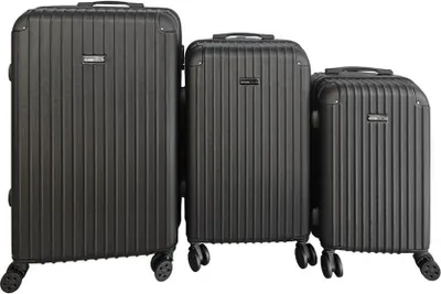Immagine prodotto di Home Deluxe Set di valigie da viaggio - Set di valigie nere a guscio rigido in 3 pezzi con ruote e chiusura TSA