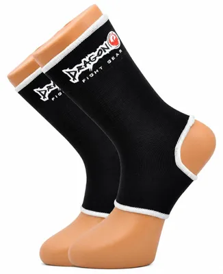 Image de Dragon Do 41280 : Protège-chevilles pour kickboxing et Muay Thai. Bandage élastique pour la cheville, idéal pour les sports de combat, MMA et boxe. Support pour les chevilles, pour hommes et femmes (1 paire) (Noir, taille XL)