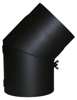 Produktbild von Kamino Flam Bogenknie schwarz mit Tür, Winkel von 45°, Abgasrohr aus Stahl mit h