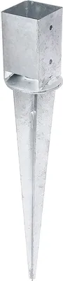 Zdjęcie produktu dla Alberts 208110 Gniazdo wbijane, do kwadratowych słupków drewnianych, z regulowaną nasadką, ocynkowane ogniowo, 91 x 91 mm, długość całkowita 750 mm