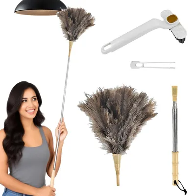 Image de Staubwedel télescopique extensible, de 53 à 130 cm, avec brosse rotative et lavable