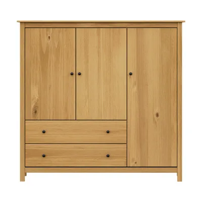 Produktbild von Möbilia Kommode aus Kiefer Massivholz – Honigfarben gewachst – 3 Türen, 2 Schubladen – 142 x 45 x 137 cm