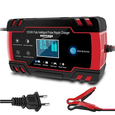 Produktbild von ANTCOOL Autobatterie-Ladegerät 12/24V 8A Touchscreen Impulsreparatur Digital LCD Display Smart Schnell-Ladegerät für Auto Motorrad