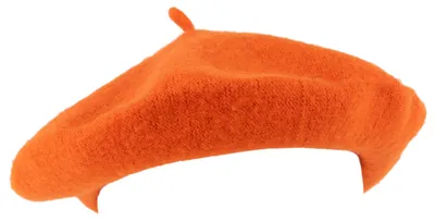 Image de Bonnet en laine mélangée, style basque, unie, couleur orange