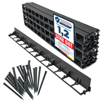 Image de Bordure de parterre Garronda en plastique avec ancrages de fixation, 24 m x 7,8 cm, avec 100 clous de fixation