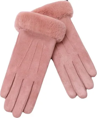 Immagine prodotto di Guanti da donna invernali, caldi, compatibili con i touchscreen, foderati, 75% pelle di maiale, taglia unica, rosa