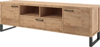 Produktbild von TV-Lowboard - 194 x 62 cm - Akazie massiv sägerau - Metall - 2 Türen - 1 Schublade