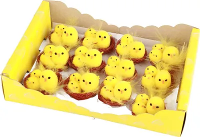 Produktbild von 12-teilige Osterküken, gelbe Frühlingsdeko für Garten & Party, Geschenk für Kinder