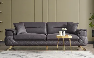 Produktbild von Luxus 3 Sitzer Grau Couch Polster Sofa Textil Couchen Garnitur Zweisitzer Modern