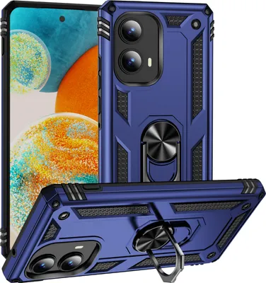 Image de Étui pour Motorola Edge 2024 étui de protection militaire double couche avec support d'anneau et support Bleu