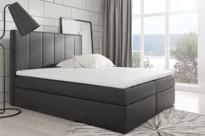 Produktbild von Boxspringbett BOLLO , Pocket Matraze Topper , 180 x 200 cm , ( Schwarz - Kunstleder )