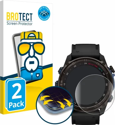 Produktbild von 2x BROTECT Fullscreen Schutzfolie für Garmin Descent Mk3i (51 mm) Displayschutz Folie Fullcover Klar Transparent