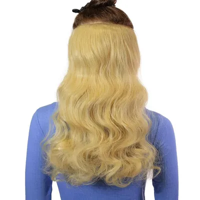 Obrázek produktu pro hair2heart clip in prodloužení syntetické vlasy vlnité - příčesek 130g zlatá blond