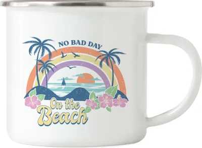 Produktbild von No Bad Day on the Beach Emaille Tasse Strandliebe Sommer Ozean Sun Urlaub