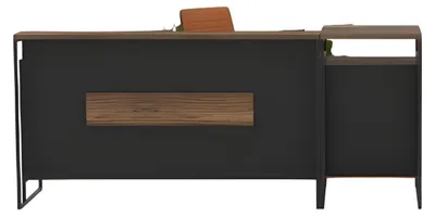 Immagine prodotto di Banco reception nero Tavolo di design in legno Contenitore su ruote Set da ufficio