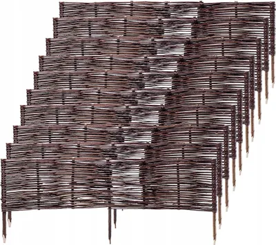 Image de Palissade de jardin - Clôture pour bordure de pelouse - Aspect rotin - Panneaux 100 x 40 cm - Lot de 10 - Marron