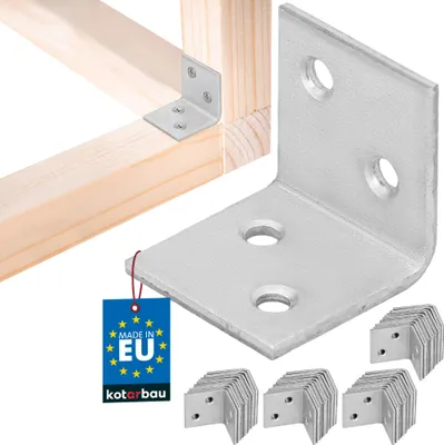 Obrázek produktu pro KOTARBAU® Sada 50 úhlových spojovacích prvků 25 x 25 x 25 mm z pozinkované oceli Úhelník z oceli Stabilní Odolný spojovací prvek pro nosníky Stříbrná barva