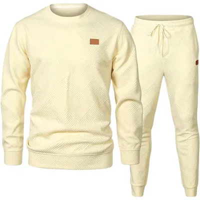 Productafbeelding van Herentrainingspak, sportief, casual, zacht, elastisch, comfortabel, beige, maat L