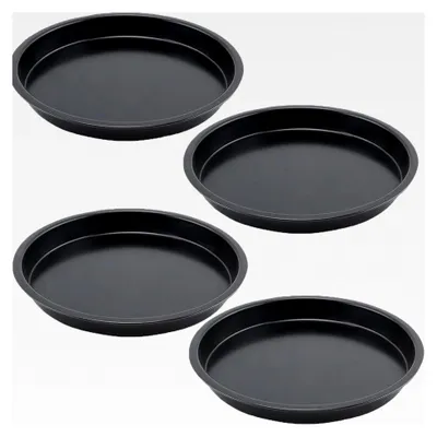 Produktbild von Rundes Pizzablech 16,5 cm, 4er Set, Edelstahl Pizzaform zum Backen und Servieren, mit Antihaftbeschichtung, ungiftig und gesund, langlebig und leicht zu reinigen