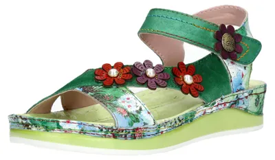 Produktbild von Laura Vita Damen Sandale mit Blumenapplikationen und Perlenbesatz Brcuelo 81, Gr