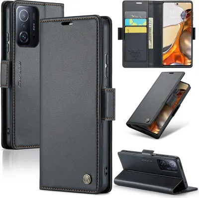 Image de Xiaomi 11T Pro Housse, étui en cuir portefeuille porte-carte avec fonction de support pour Xiaomi 11T / 11T Pro Noir