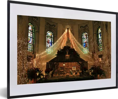 Produktbild von MuchoWow® MuchoWow® Gerahmtes Poster Weihnachten - Krippe 60x40 cm - Poster mit zchwarzem Bilderrahmen - Schlafzimmer - Plakat in Rahmen - Drucken