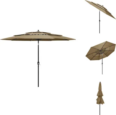Produktbild von vidaXL Sonnenschirm mit Aluminium-Mast 3-lagig Taupe 3 m - Sonnenschirme & Sonnenschutze