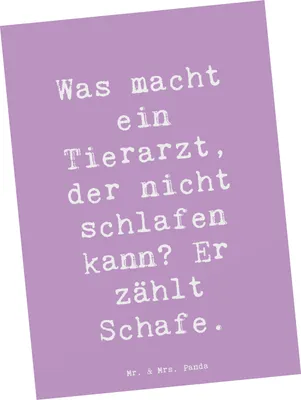 Produktbild von Mr. & Mrs. Panda Fotokarte Spruch Tierarzt Schafzählen - Lavendeltraum - Geschenk, Postkarte, Ansichtskarte, Berufe, Berufspassion, Kunstkarten, Hunde, Ärzte für Tiere