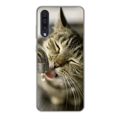 Produktbild von MuchoWow® Handyhülle Schutzhülle Hülle für Samsung Galaxy A50 Katze - Wasserhahn - Getränk Silikon Softcase Handy Hülle - Mobiltelefonhülle