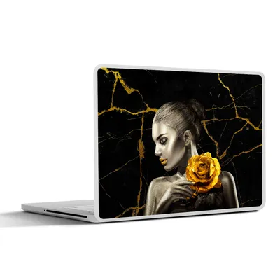 Produktbild von MuchoWow® Laptop Aufkleber Sticker Cover Frauen - Rosen - Gold - Marmor 30x21 cm - Sticker für Laptop - Selbstklebend
