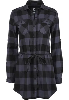 Produktbild von Brandit Langarmhemd Damen Ladies Longshirt Lucy schwarz/grau S