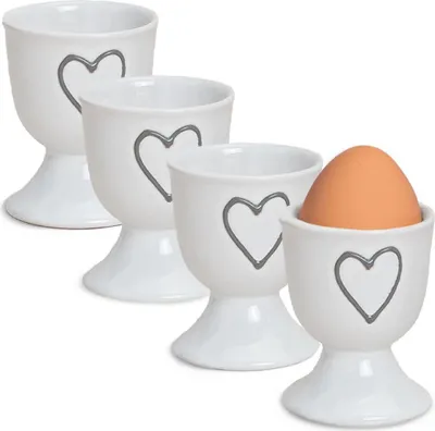 Produktbild von Einfarbige Steingut Eierbecher Landhaus-Stil 4-tlg. Set weiss