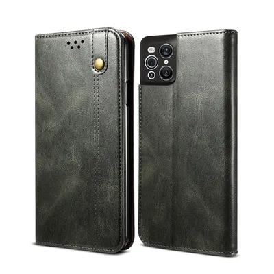 Obrázek produktu pro Pouzdro pro OPPO Find X3/Find X3 Pro, kožené flip pouzdro peněženka s funkcí stojánku zelené