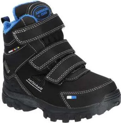 Produktbild von American Club Rl9022 Kinder Winterstiefel Softshell mit Klettverschluss | Gefüttert mit Fleece | Wasserdicht, Rutschfest & Warm | hochwertig Winterschuhe Schwarz/Blau 27