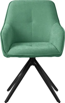 Obrázek produktu pro Otočná jídelní židle ML-Design, zelená, vyrobená z tkané látky s kovovými nohami