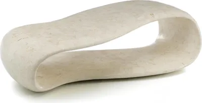 Produktbild von Scarf - Couchtisch / TV-Ständer (123 x 60 x 34 h) aus beigem Fossilstein