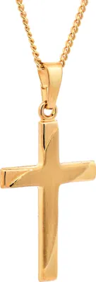 Produktbild von Anhänger Kreuz 585-14 Karat Gold mit vergoldeter Silberkette 36 cm