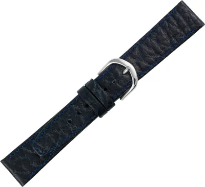 Produktbild von Minott Uhrenarmband Kalbsleder Elefantenprägung genarbt blau > Verlauf, Stegbreite:18mm, Schließe:Silbern