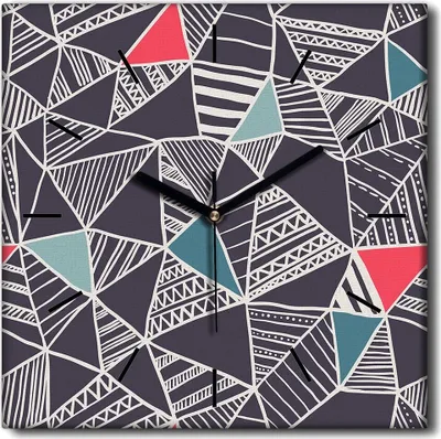 Produktbild von Coloray Uhr auf Leinwand 30x30 cm Wand Uhr Dekoration Wohnzimmer Segeltuch schwarze Hände -Abstraktion Kunstmuster.