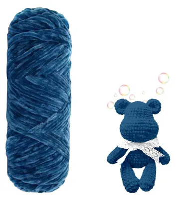 Productafbeelding van Chenille garen, zachte babywol, meerblauw, 100 gram