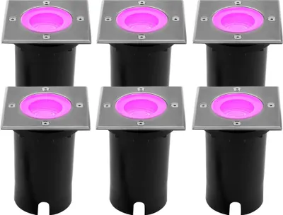 Produktbild von Ledvion 6er Set LED Bodenstrahler Außen IP67 4.9W GU10 RGB 1m Quadrat