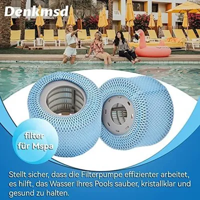 Produktbild von 2 Stück Filterkartuschen mit Schutznetzen für MSpa Whirlpoal, Ersatz Filter Filterkartusche für MSpa aufblasbare Pool, Filterkartusche Zubehör für Mspa Whirlpoals