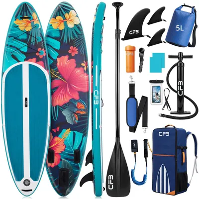 Produktbild von SUP-Board 320x84x15 cm, Bis zu 160 kg, extra breites iSUP, Aufblasbares Stand Up Paddle Board mit Paddel, Pumpe, Rucksack, für Anfänger und Erwachsene