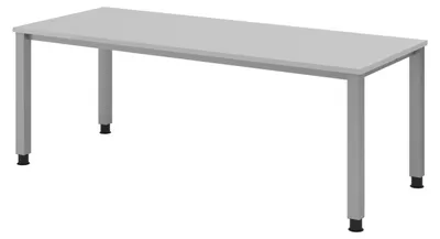 Produktbild von bümö Schreibtisch Serie-Q - Gestell: Silber, Nachbildung: Grau, Größe:  200 x 80 cm