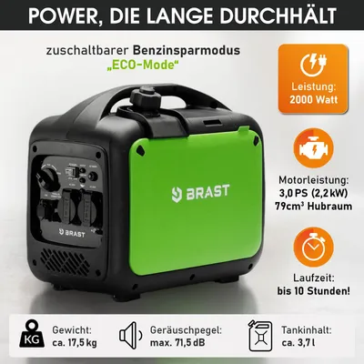Produktbild von BRAST Benzin Inverter Stromerzeuger 2000 W